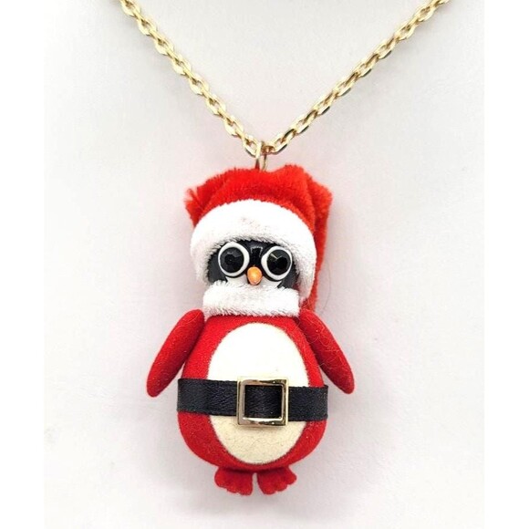 Betsey Johnson Penguin Santa Claus Necklace, Relatively Rare - Picture 1 of 8